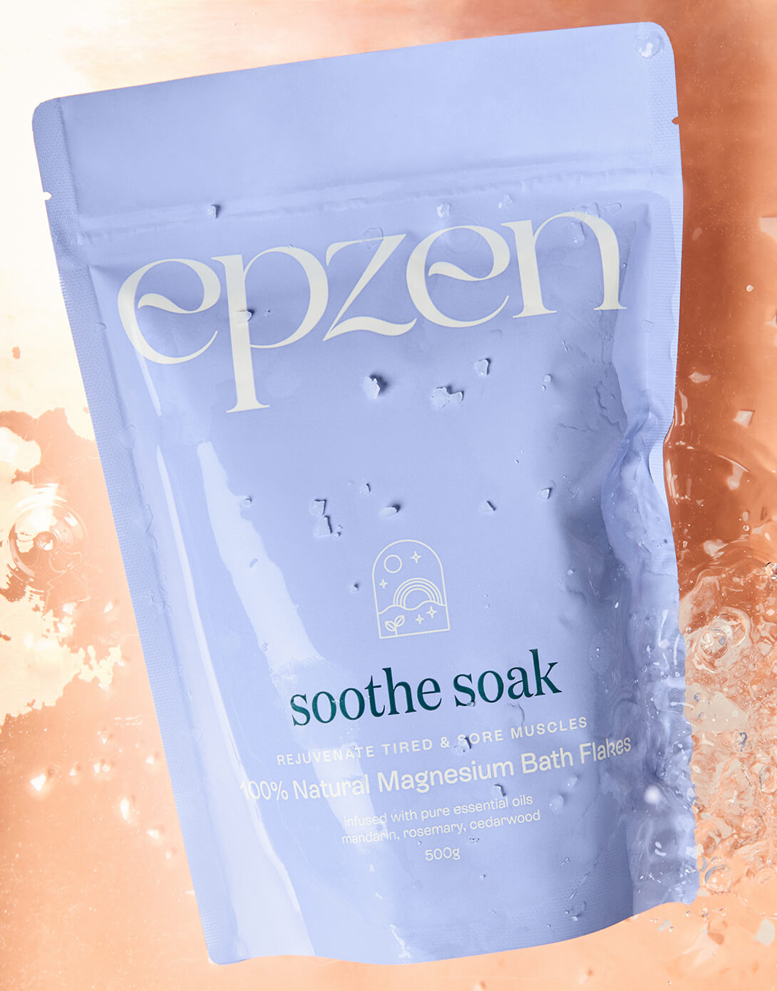 EpZen 100% Natural Magnesium Bath Flakes 500g, Soothe Soak