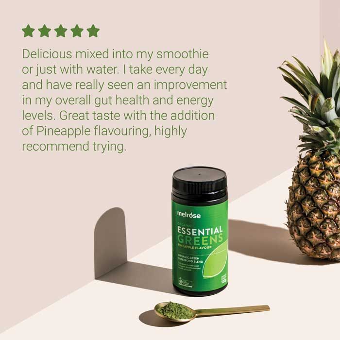 Melrose Organic Essential Greens 120g, Pineapple Flavour