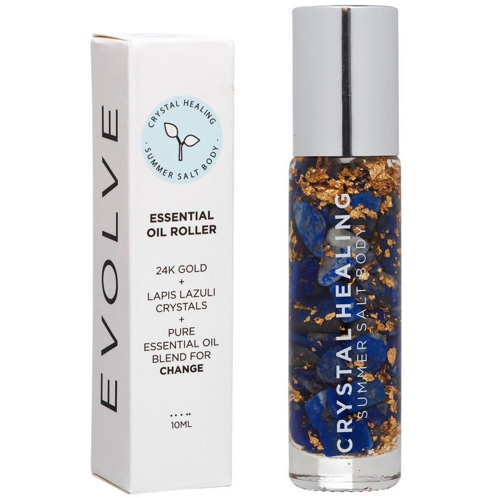 Summer Salt Body Essential Oil Roller With 24K Gold 10ml,  Evolve - Lapis Lazuli Crystals