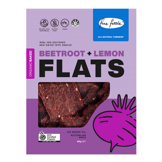 Fine Fettle Flats Crackers 80g, Organic Beetroot With Lemon Zest Flavour