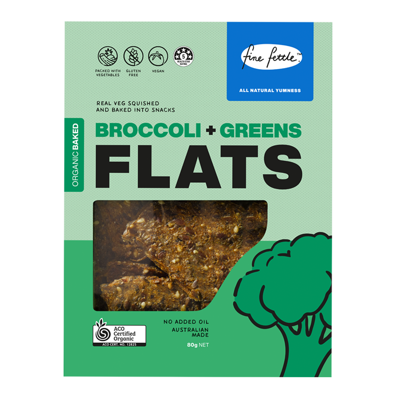 Fine Fettle Baked Flats Crackers 80g, Broccoli & Greens Flavour