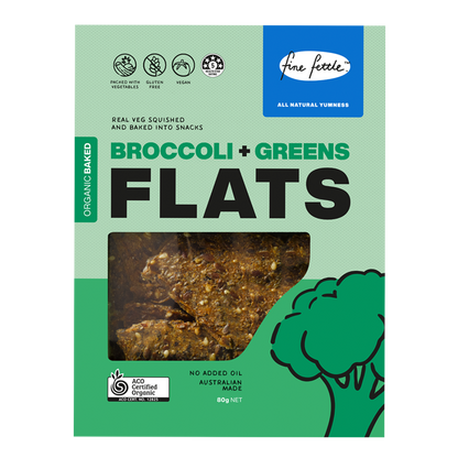 Fine Fettle Baked Flats Crackers 80g, Broccoli & Greens Flavour