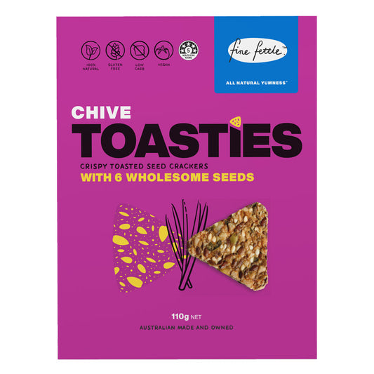 Fine Fettle Toasties Crackers 110g, Chives With 6 Wholesome Seeds