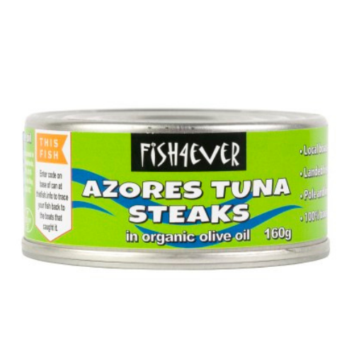 Fish 4 Ever Azores (Skipjack) Tuna Steaks in Organic Olive Oil 160g, BPA Free
