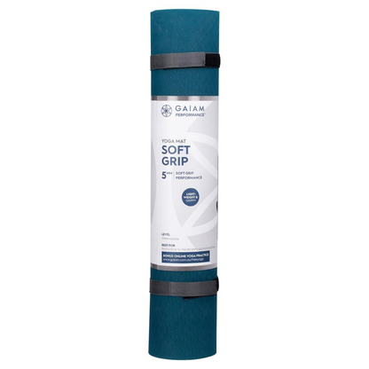 Gaiam Performance Soft Grip Yoga Mat Teal and Charcoal, Lightweight and Cushioned