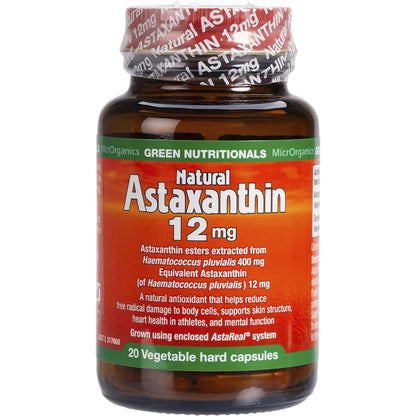 Green Nutritionals Natural Astaxanthin 12mg, 20 Or 60 Vegan Capsules