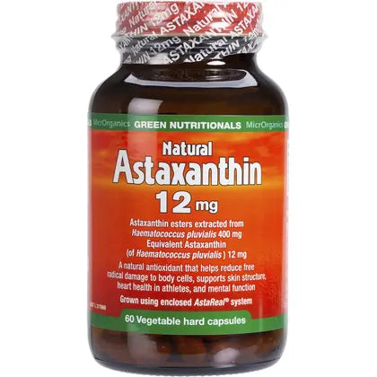 Green Nutritionals Natural Astaxanthin 12mg, 20 Or 60 Vegan Capsules