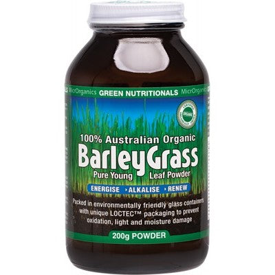 Green Nutritionals 100% Australian Barley Grass Powder 200g, Energising & Alkalising