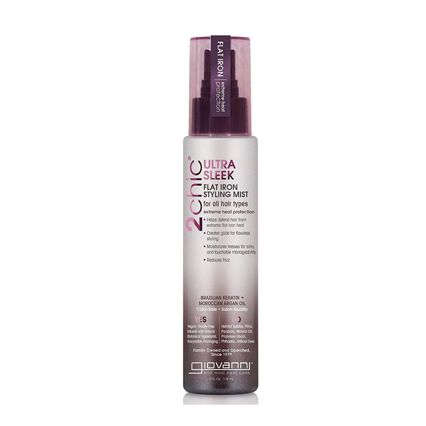 Giovanni 2Chic Ultra Sleek Flat Iron Styling Mist 118ml, For All Hair Types