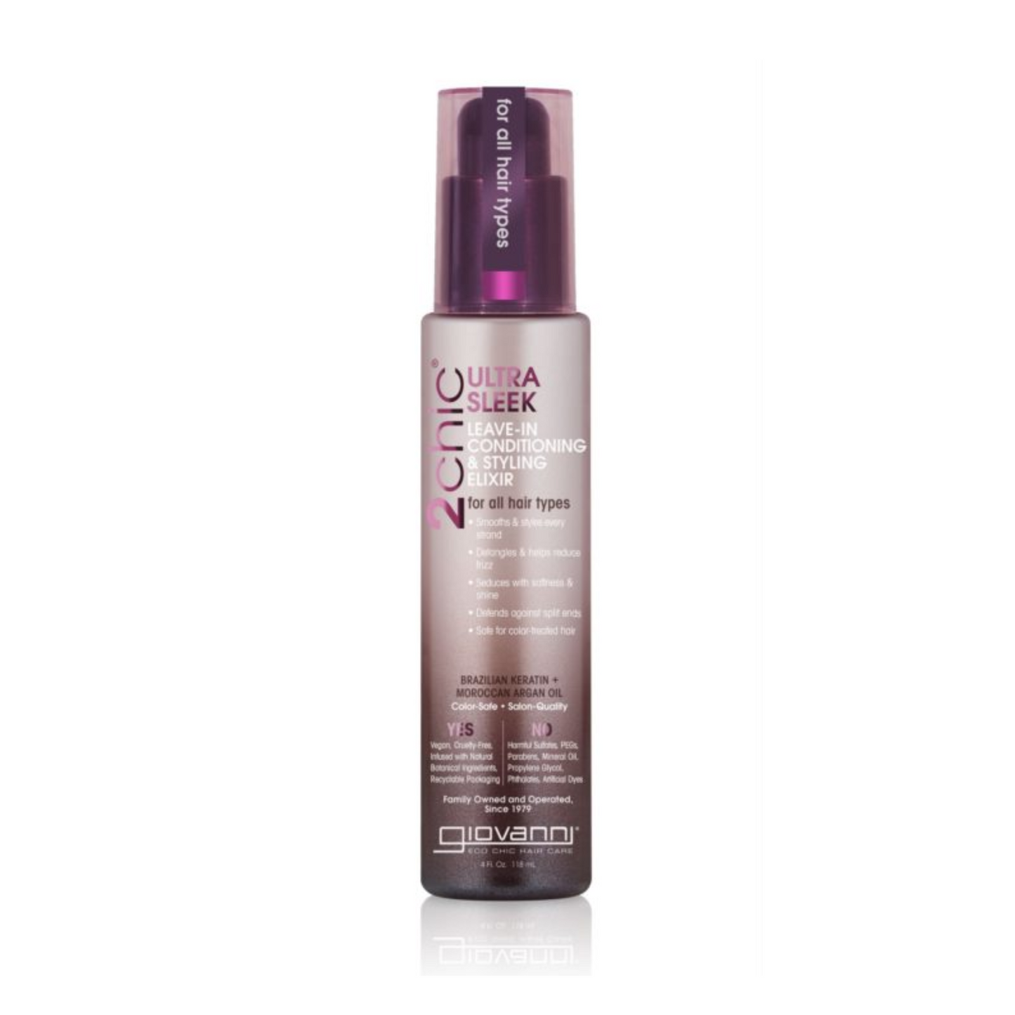Giovanni 2Chic Ultra Sleek Leave-In Conditioner & Styling Elixir 118mL, For All Hair Types