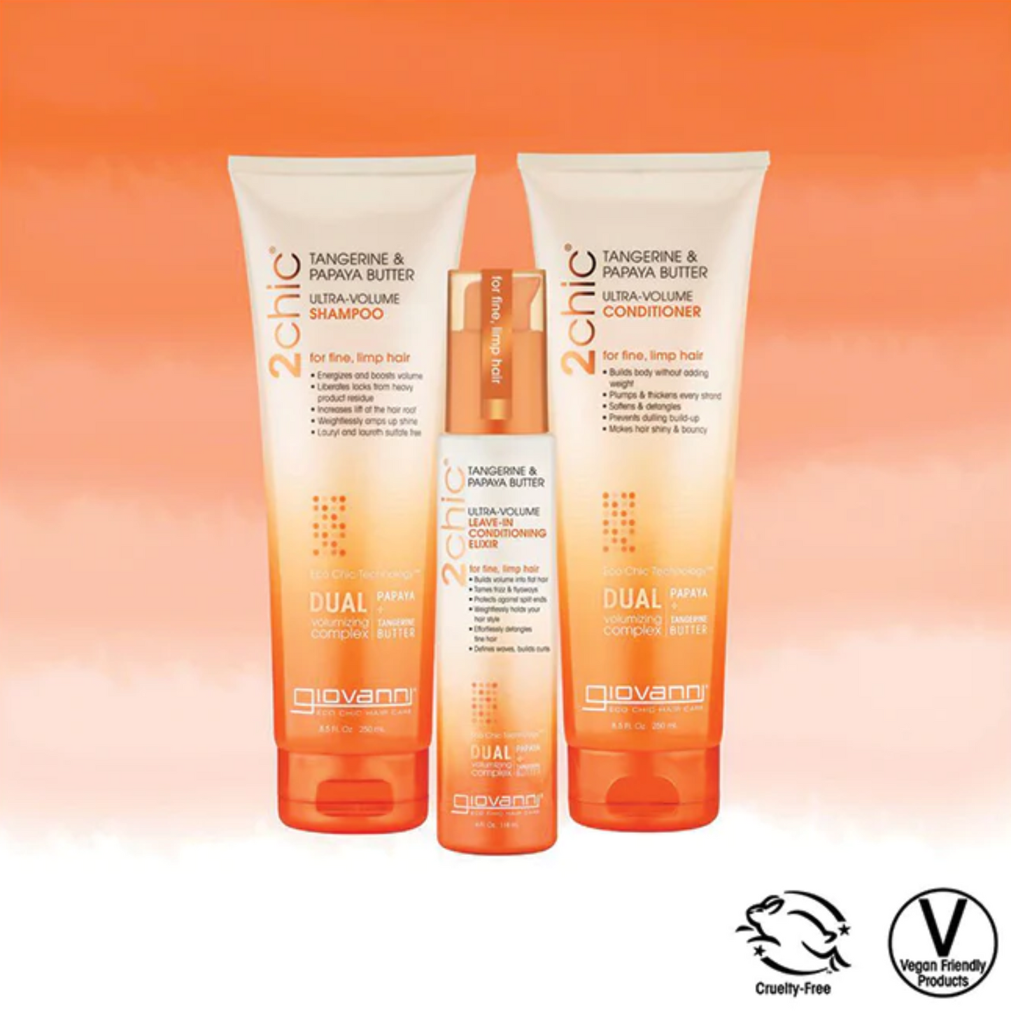 Giovanni 2Chic Ultra-Volume Leave-In Conditioner & Styling Elixir 118mL, For Fine & Limp Hair