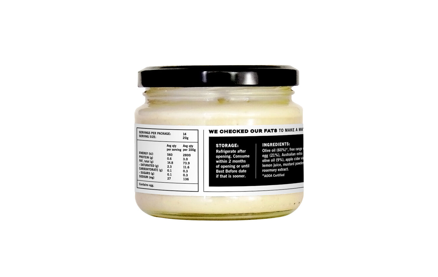 Undivided Food Co GOOD Fat™ Mayo 280g, With Organic Olive Oil & Gluten Free