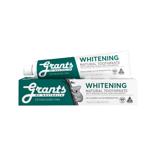 Grants Natural Toothpaste 110g, Whitening with Baking Soda & Spearmint Flavour (Fluoride Free)