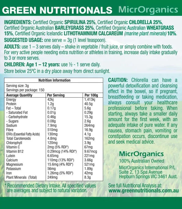 Green Nutritionals Green Superfoods Powder 120g, 450g Or 900g, Super-Rich Spectrum Of Wholefood Nutrients