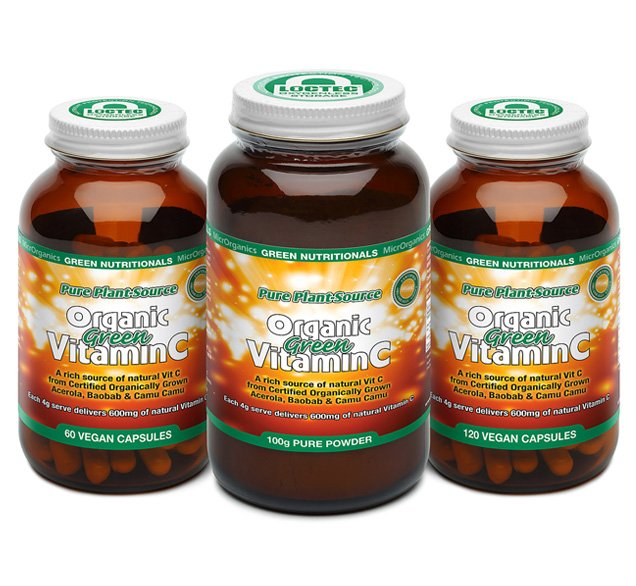 Green Nutritionals Organic Green Vitamin C Powder (600mg) 100g, A Rich Source of Natural Vitamin C