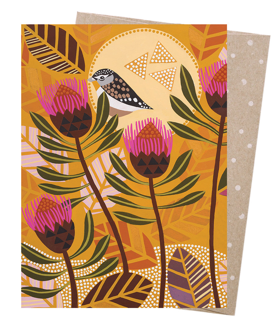 Earth Greetings Pardalote's Sunrise Card, Helen Ansell Collection (Includes One Card & One Kraft Envelope)