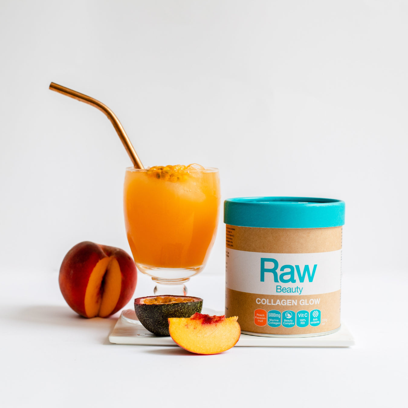 Amazonia Raw Beauty Collagen Glow 200g, Peach Passionfruit Flavour