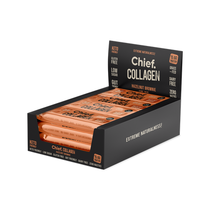 Chief. Collagen Bar Single Bar 45g Or A Box Of 12, Hazelnut Brownie Flavour