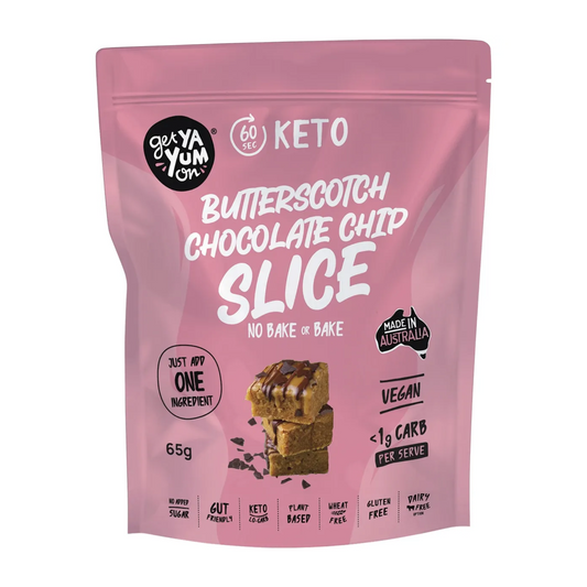 Get Ya Yum On Keto Slice 65g, Butterscotch Chocolate Chip Slice