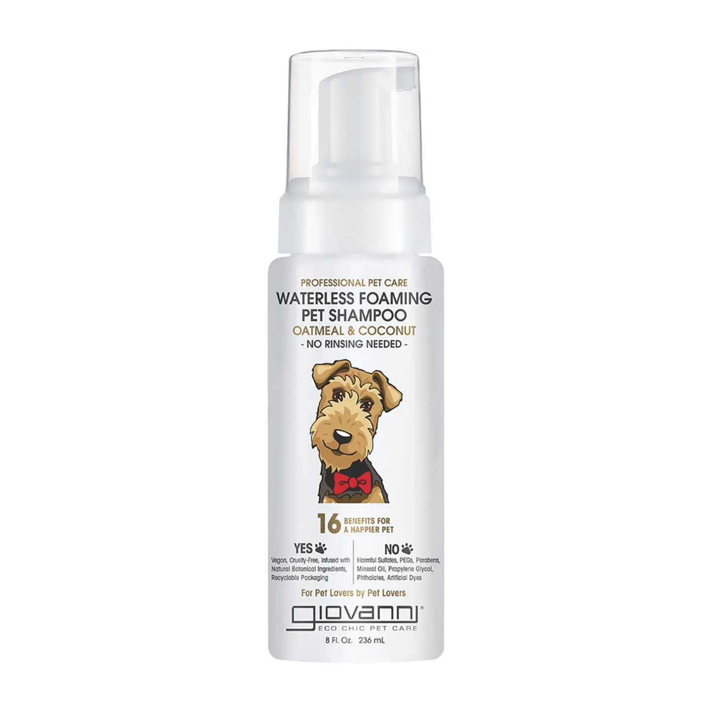 Giovanni Professional Pet Waterless Foaming Dog Shampoo 236ml, For All Fur Types