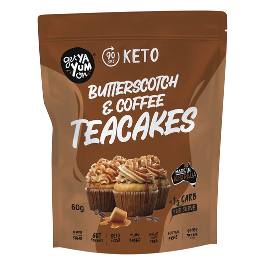 Get Ya Yum On Keto  Butterscotch & Coffee Teacakes 60g, Gluten Free & Low Carb