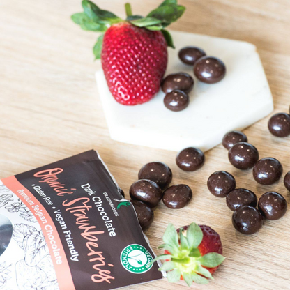 Dr Superfoods Dark Chocolate Coated Strawberries 125g, Premium Belgian Dark Chocolate