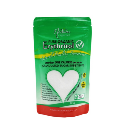 Nirvana Organics Pure Organic Erythritol 225g, 750g or 1,5Kg, Natural Alternative to Sugar and Artificial Sweeteners