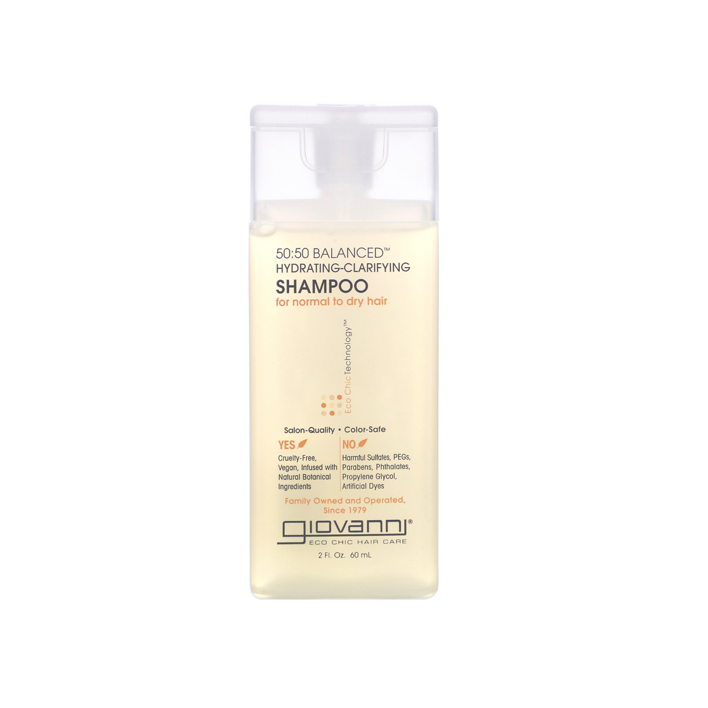 Giovanni 50:50 Balanced Hydrating-Clarifying Shampoo, For Over-Processed & Environmentally Stressed Hair, 60mL, 250mL or 1L