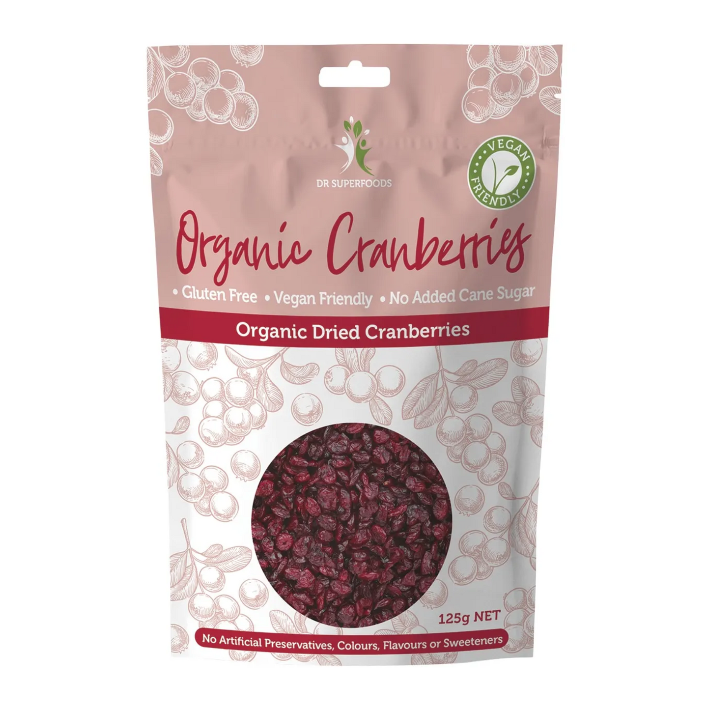 Dr Superfoods Dried Cranberries 125g, Organic & Antioxidant-Rich