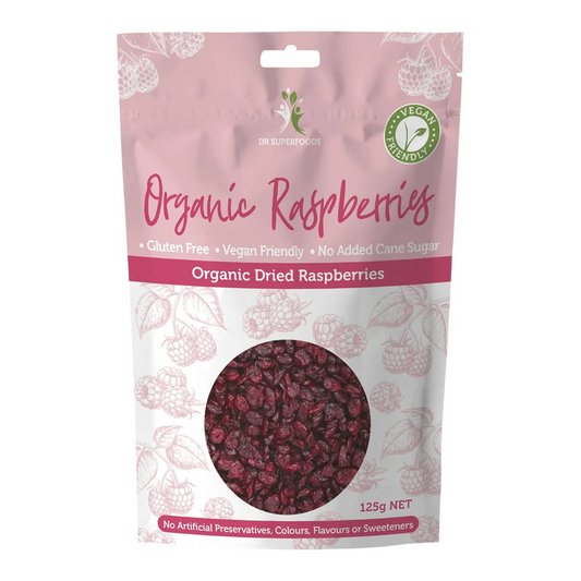 Dr Superfoods Dried Organic Raspberries 125g, Rich In Anthocyanins