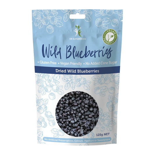 Dr Superfoods Dried Wild Blueberries 125g, Rich Source of Anthocyanins