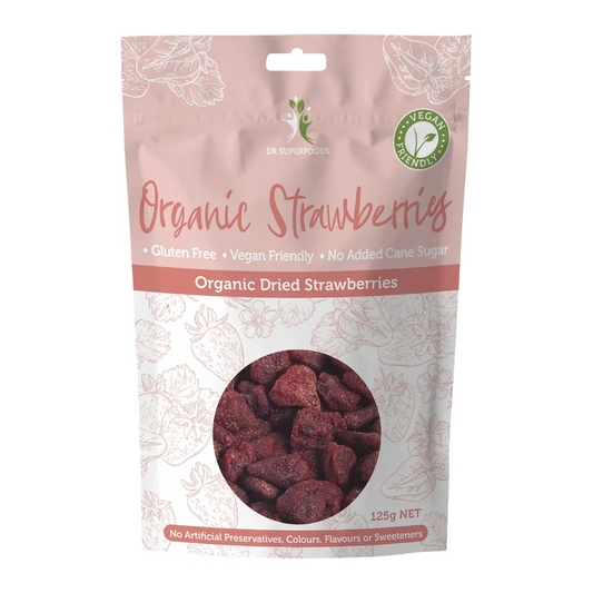 Dr Superfoods Dried Organic Strawberries 125g, Rich Source of Vitamin C