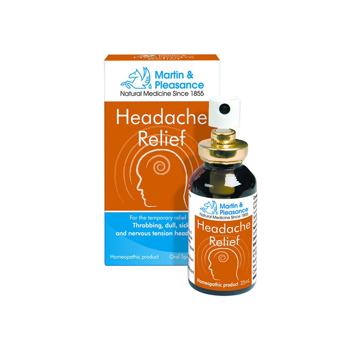 Martin & Pleasance Homoeopathic Complex Headache Relief 25ml Spray, A Homeopathic Formulation With Tissue Salts