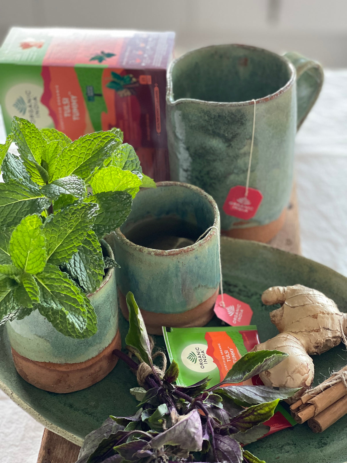 Organic India Wellness Tea Tulsi Tummy, 25 Herbal Tea Bags; Certified Organic