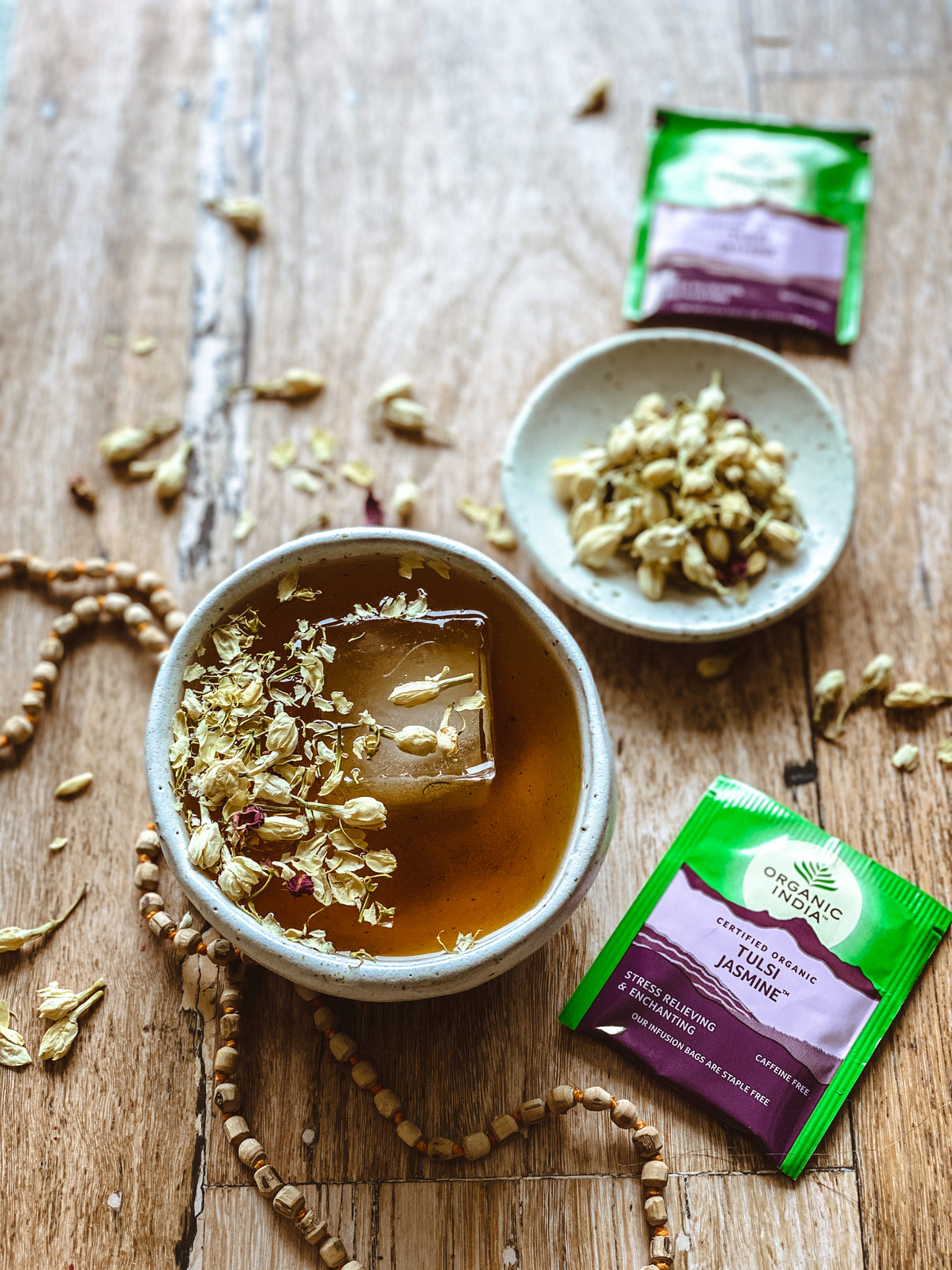 Organic India Wellness Tea Tulsi Jasmine Tea, 25 Herbal Tea Bags; Certified Organic