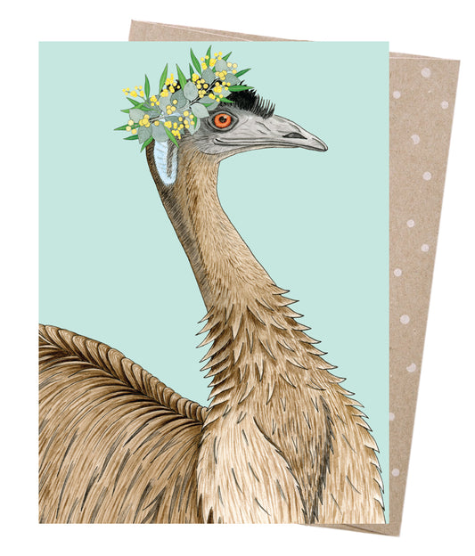 Earth Greetings Emu Queen Card, Negin Maddock Collection (Includes One Card & One Kraft Envelope)