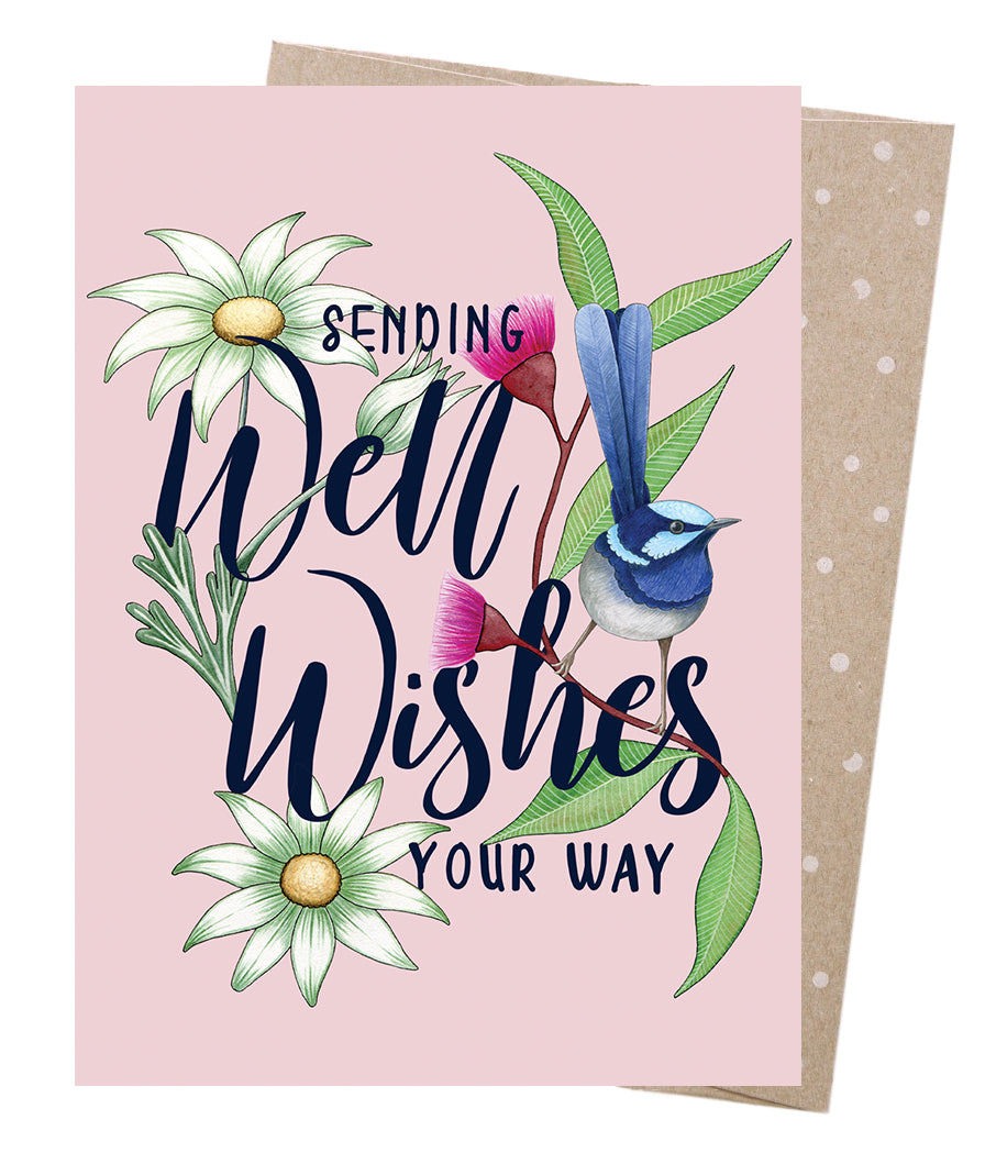 Earth Greetings Well Wishes Wren Card, Negin Maddock Collection (Includes One Card & One Kraft Envelope)