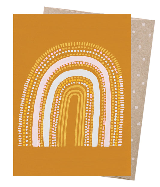 Earth Greetings Ochre Rainbow Card, Natalie Jade Collection (Includes One Card & One Kraft Envelope)