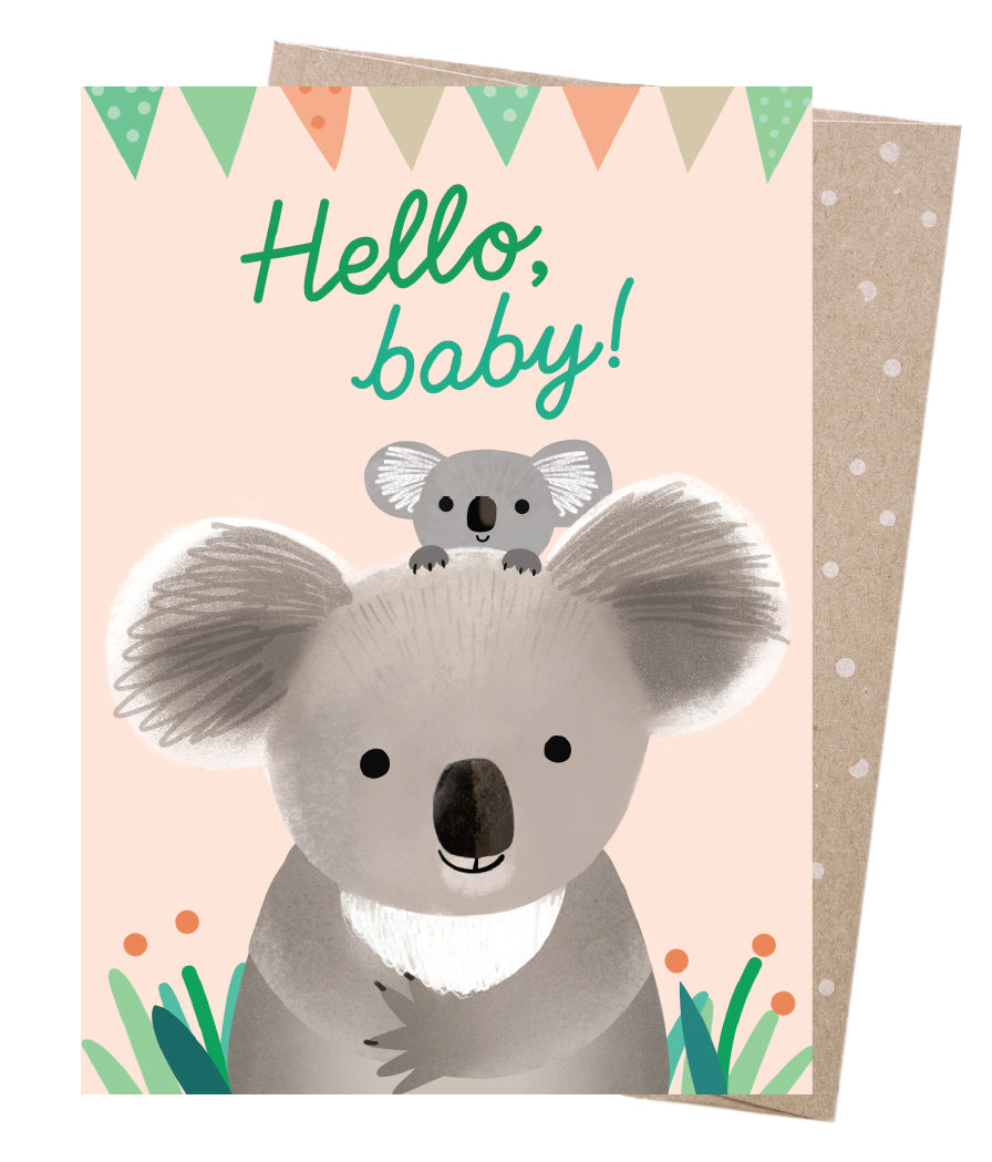 Earth Greetings Hello Baby Koala Card, Sarah Allen Collection (Includes One Card & One Kraft Envelope)