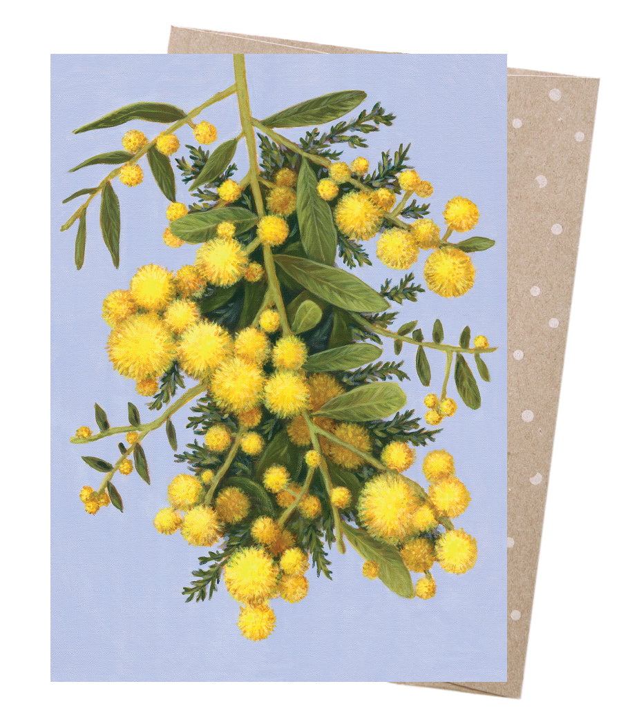 Earth Greetings Golden Wattle Card, Vickie Liu Collection (Includes One Card & One Kraft Envelope)
