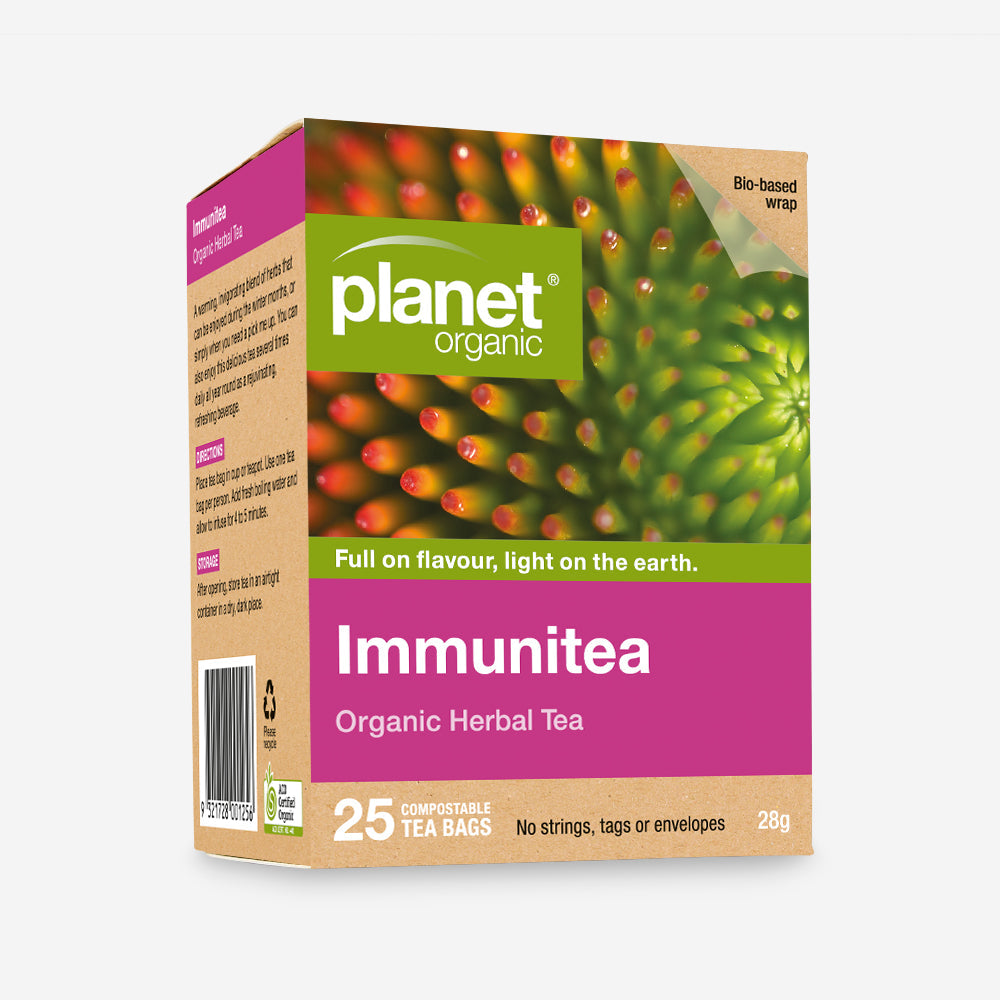 Planet Organic Herbal Tea 25 Tea Bags, Immunitea; Refresh & Invigorate Your Life