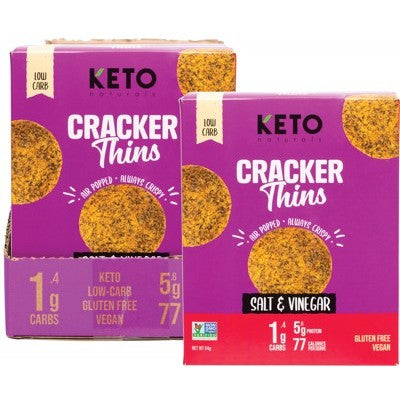 Keto Naturals Cracker Thins 64g, Salt & Vinegar Flavour