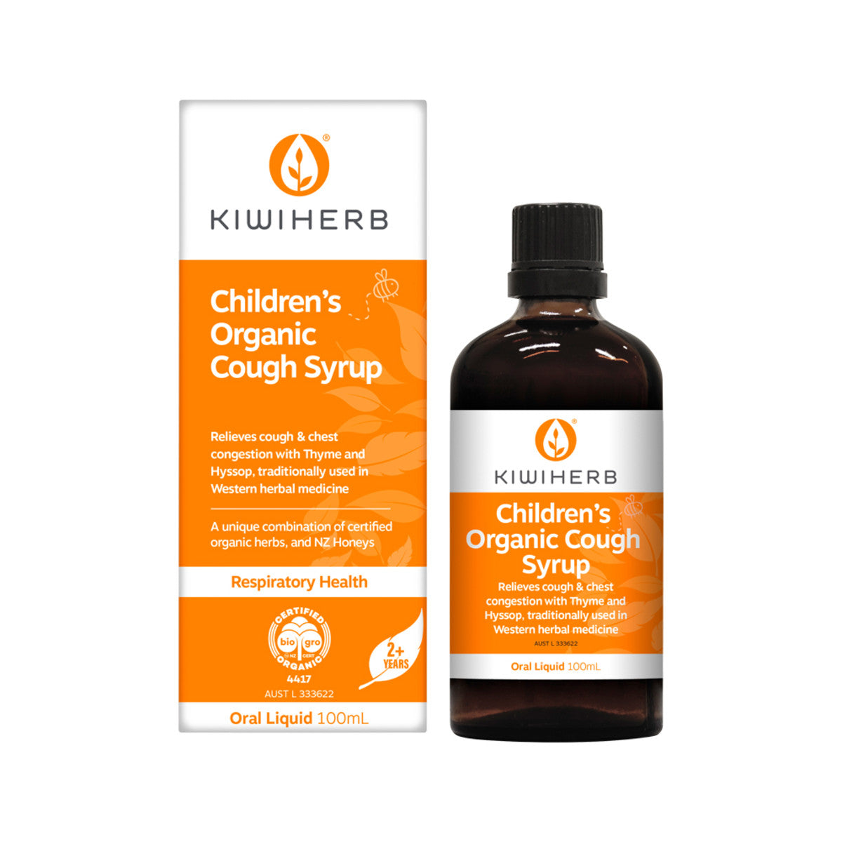 Kiwi Herb Children's Organic Cough Syrup, 100ml Oral Liquid