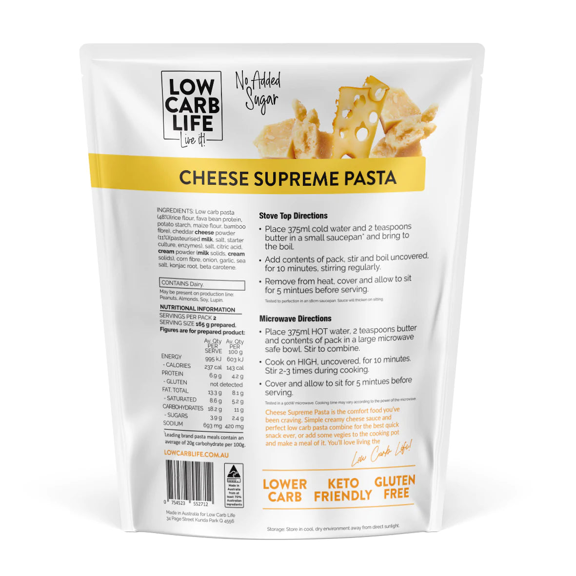 Low Carb Life One Pot Pasta 90g, Cheese Supreme Flavour