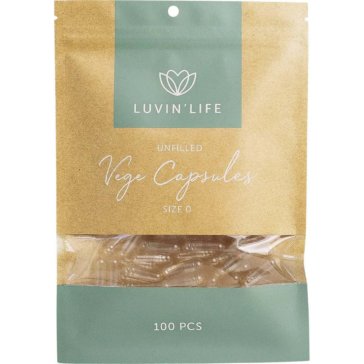 Luvin Life Vege Capsules Unfilled, Size 0 100 Capsules