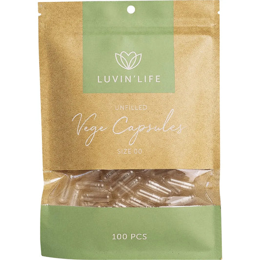 Luvin Life Vege Capsules Unfilled, Size 00 100 Capsules