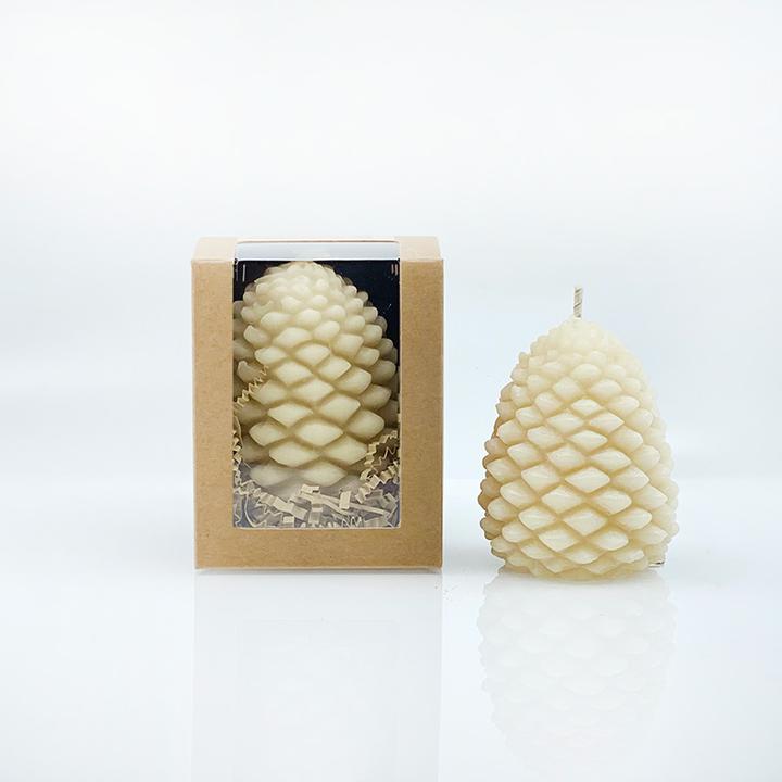 Queen B Pure Australian Beeswax Large Pine Cone In Gift Box, 20 Hours Burn Time