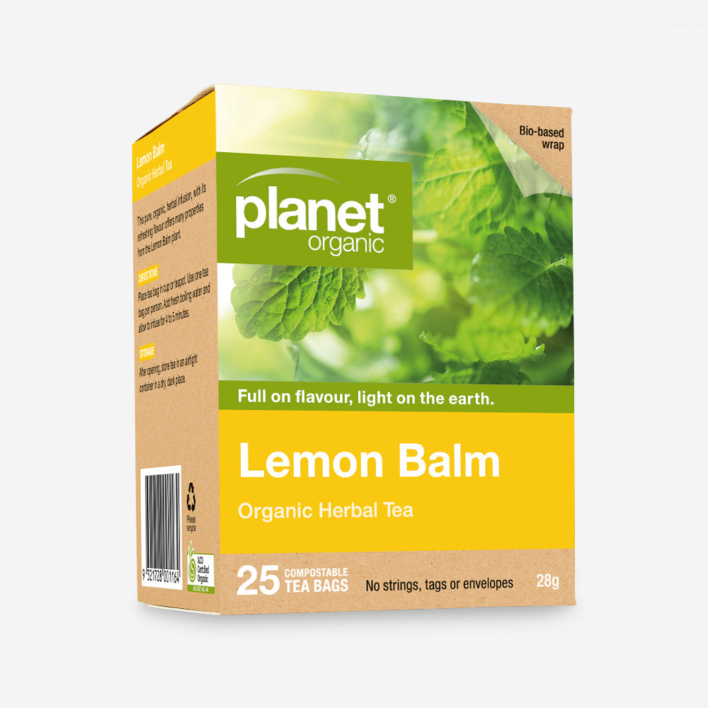 Planet Organic Herbal Tea 25 Tea Bags, Lemon Balm; Refresh & Relax