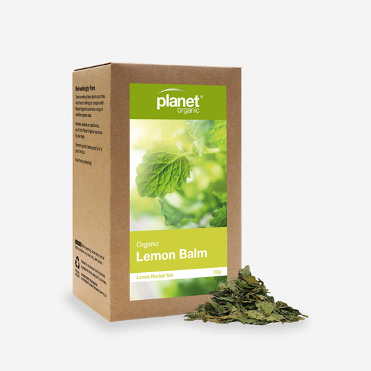 Planet Organic Herbal Tea Loose Leaf 20g, Lemon Balm; Aids Anxiety & Insomnia