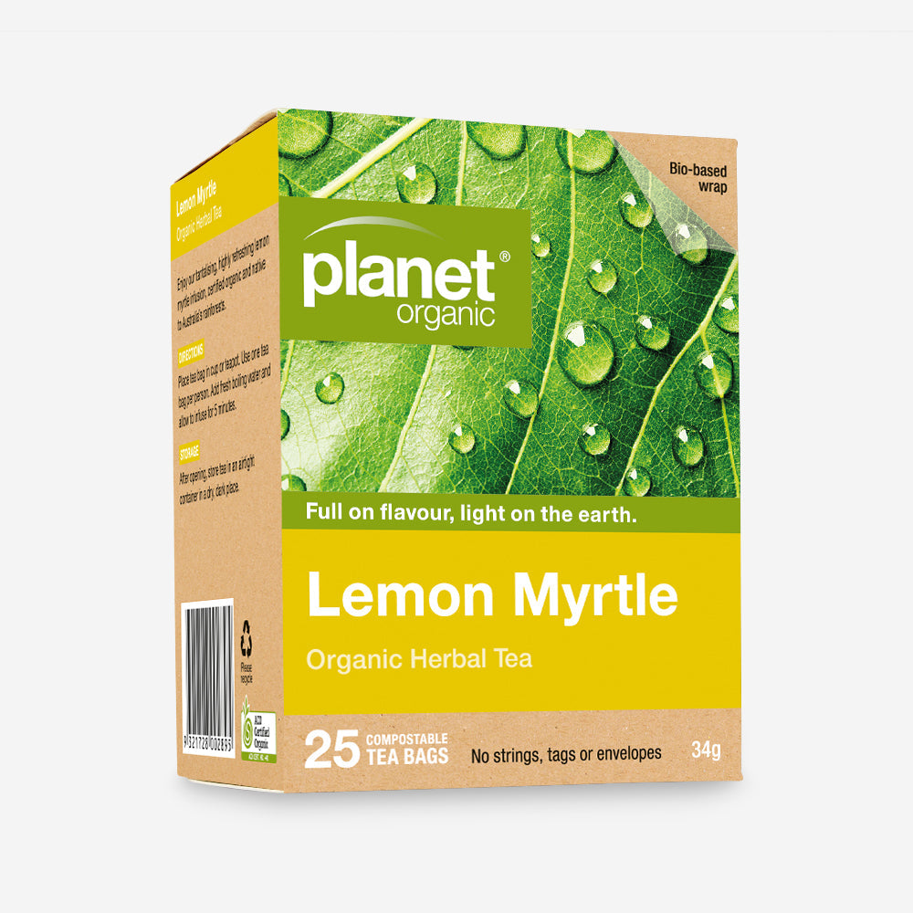 Planet Organic Herbal Tea 25 Tea Bags, Lemon Myrtle; A Refreshing Native Australian Infusion